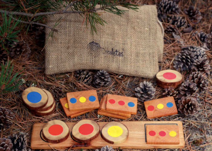 Regalos para Navidad juguetes de madera Cocoletes Fichas de color con saquito